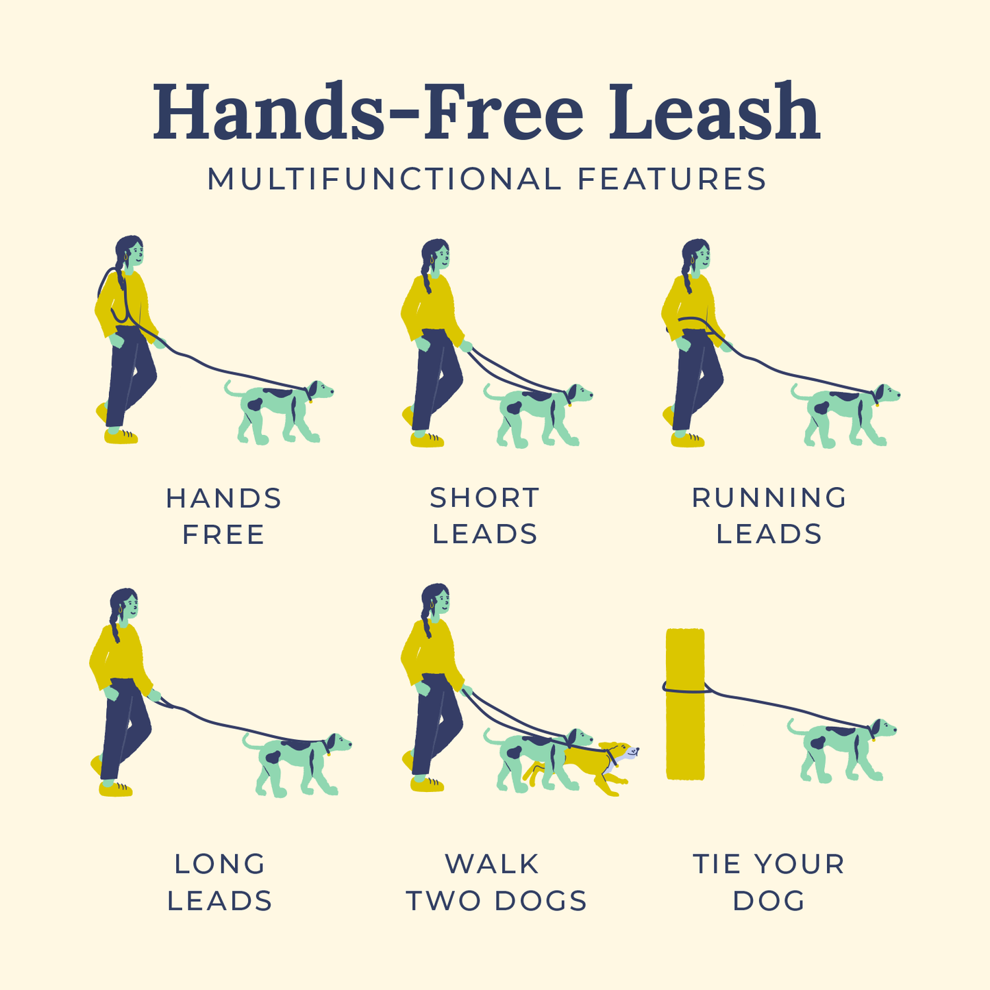Cherry Red Hands-Free Rope Leash