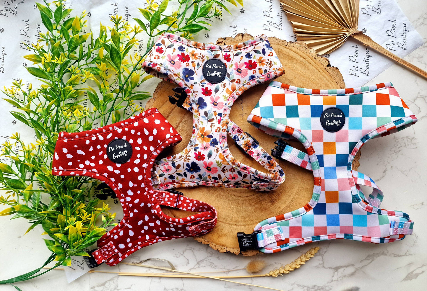 Poppy Toadstool Polkas Dog Harness With Optional Accessories