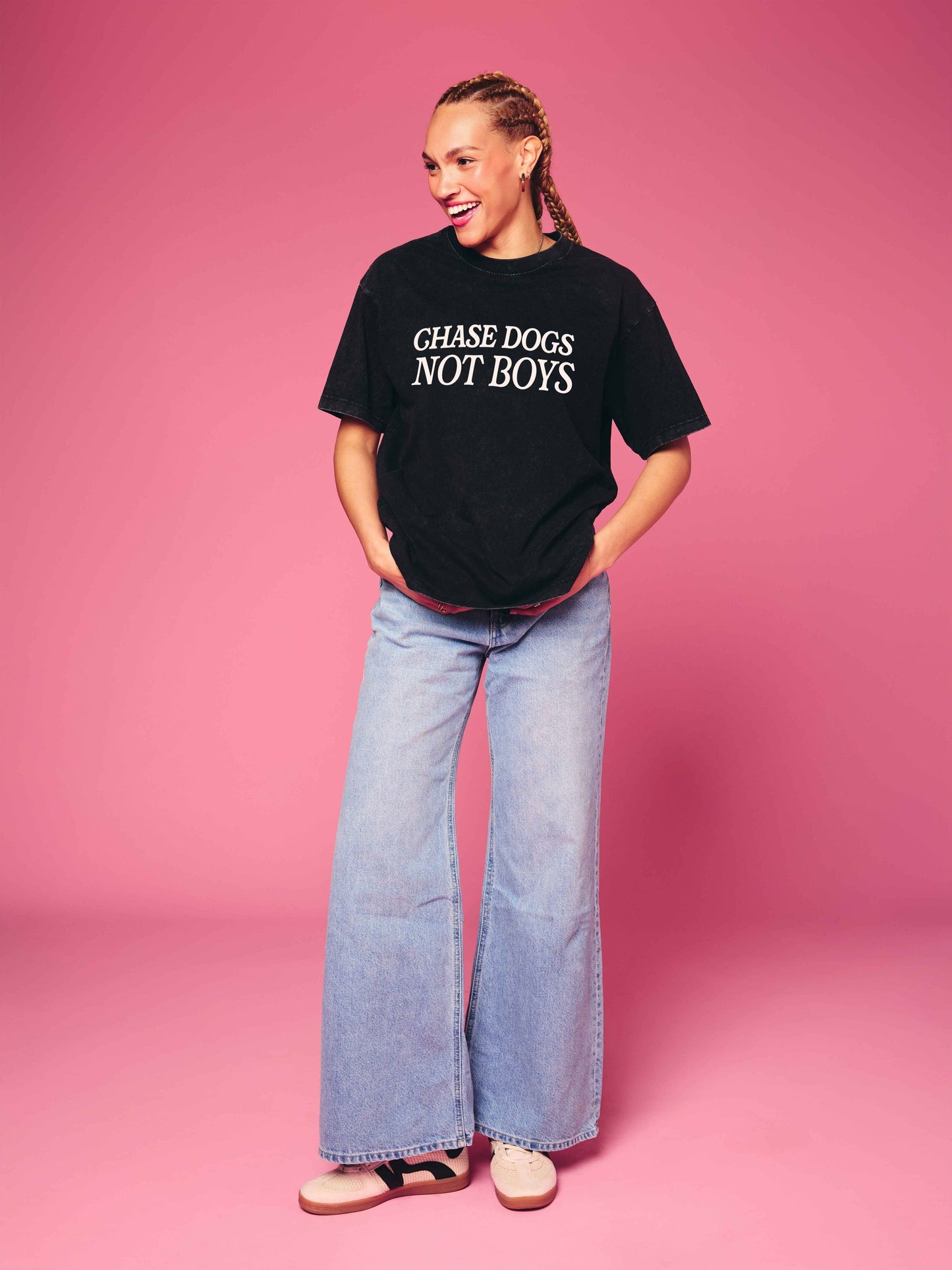 Chase Dogs Not Boys Tee - Oversized T-Shirt Green and Black