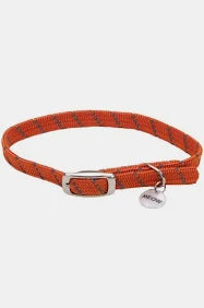 Coastal Cat Elastic Reflective Collar 10" orange with charm