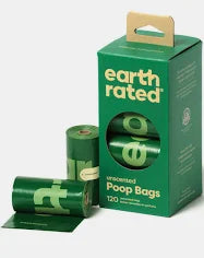 Earthrated Unscented Poop Bags Pack - 8 rolls/120 bags