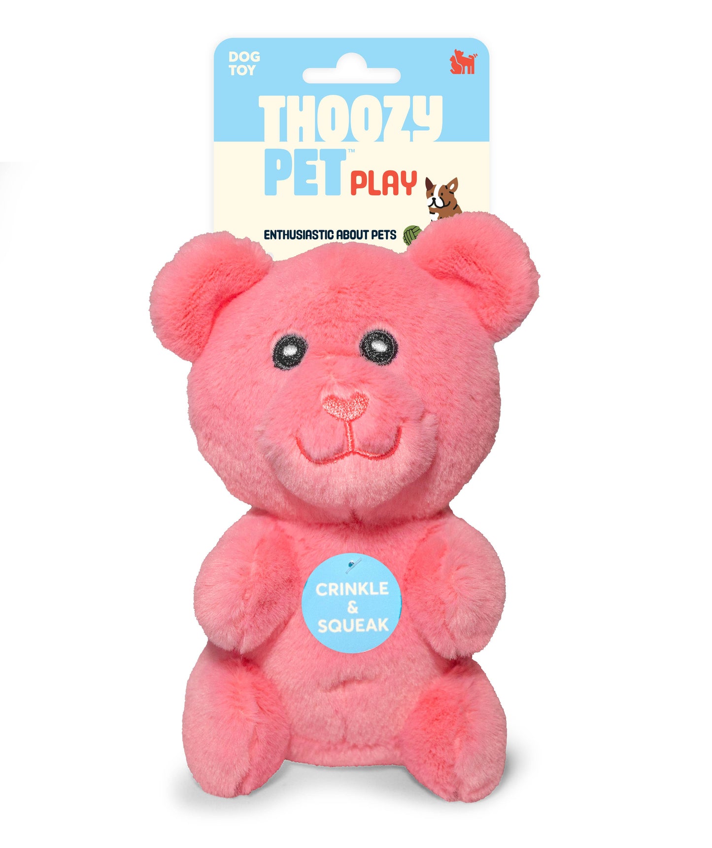 ThoozyPet Gummy Bear Plush Dog Toy Pink 6"