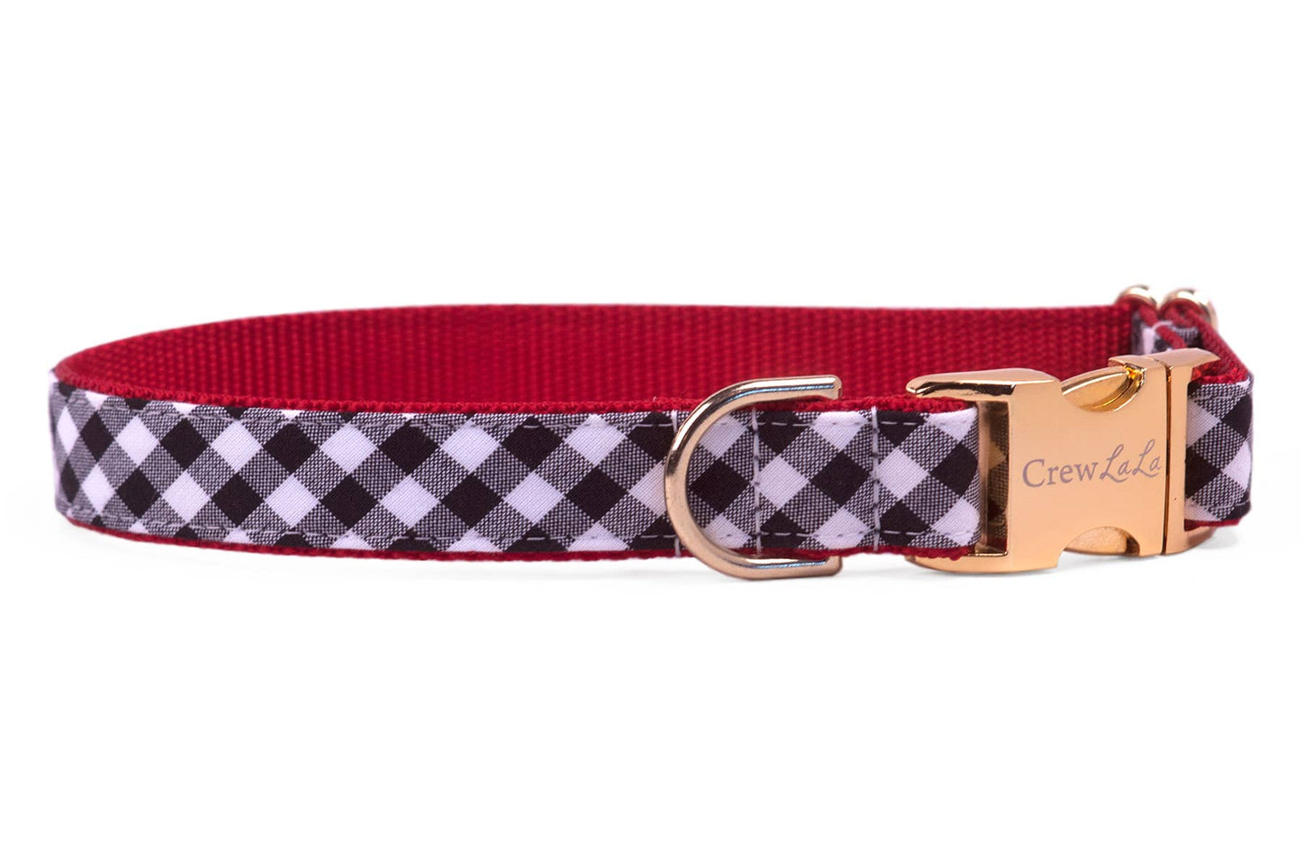 Georgia Red on Black Check Belle Bow Dog Collar