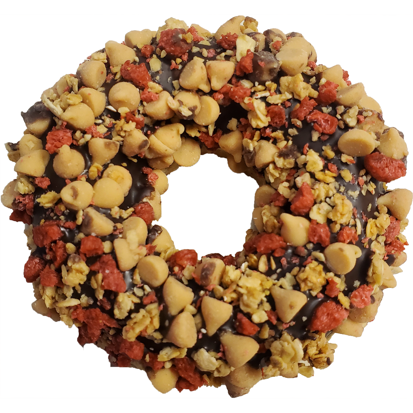 Carob, Peanut Butter & Bacon Crunch Donut Dog Treat