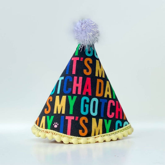 Dark rainbow Gotcha day Pawty hat dog birthday hat