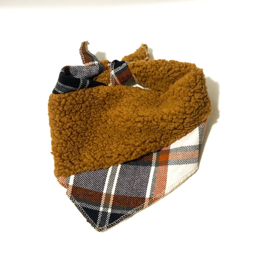 Black and rust fleece flannel dog bandana pet accessory