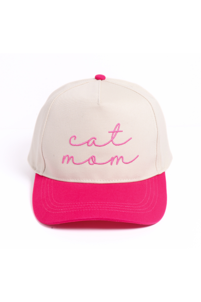 CAT MOM Script embroidery Two Tone 5 Panel Cap