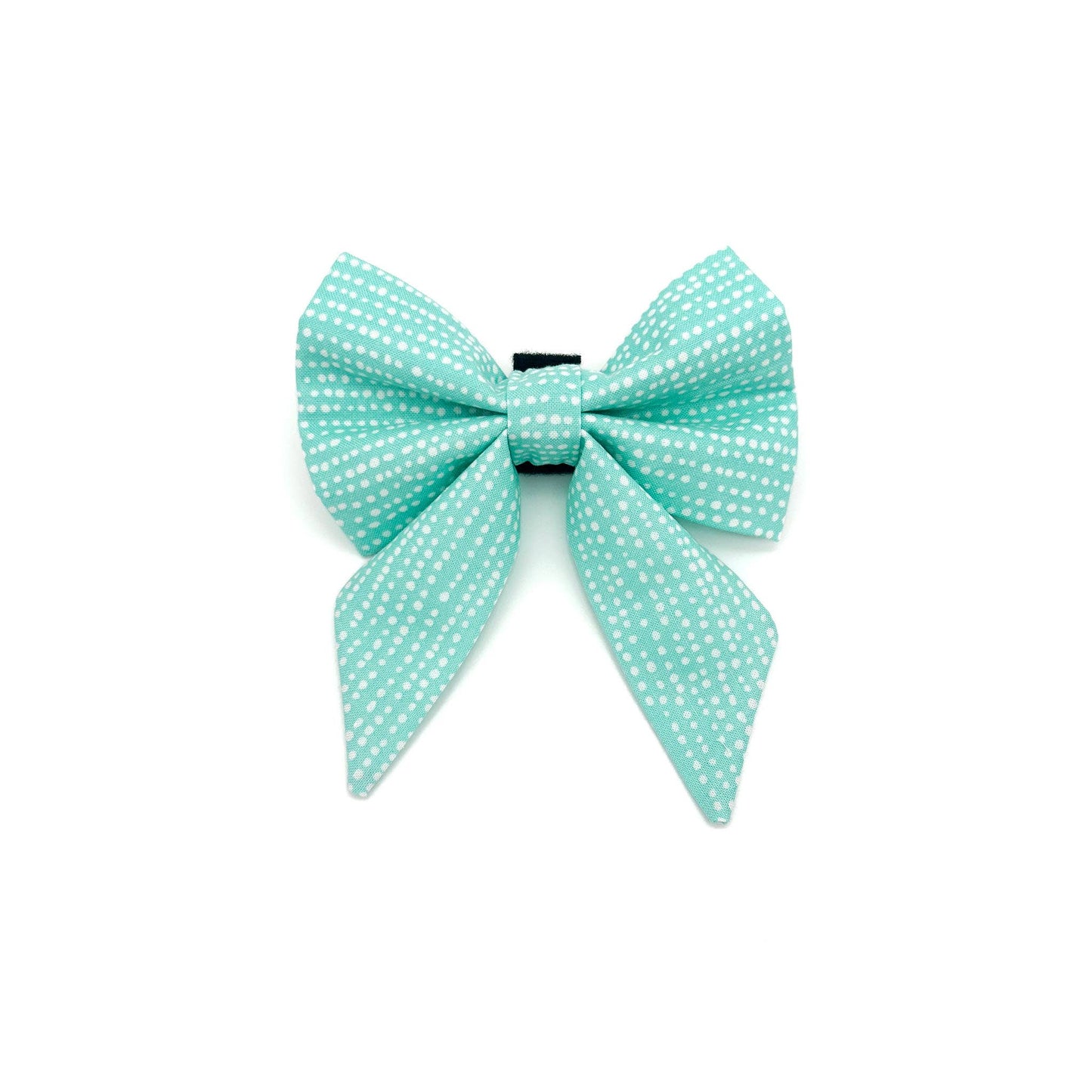 Aqua Polka Dot Sailor Dog Bow