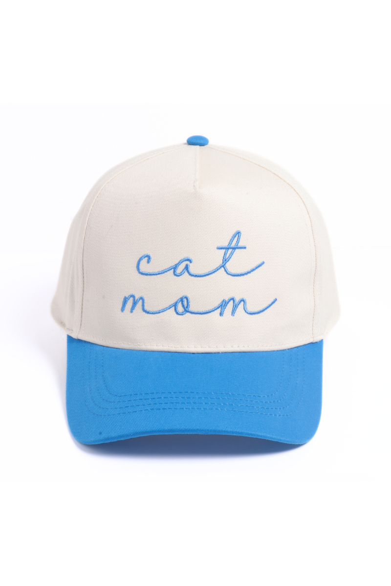 CAT MOM Script embroidery Two Tone 5 Panel Cap