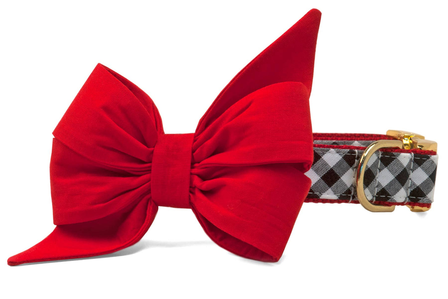 Georgia Red on Black Check Belle Bow Dog Collar