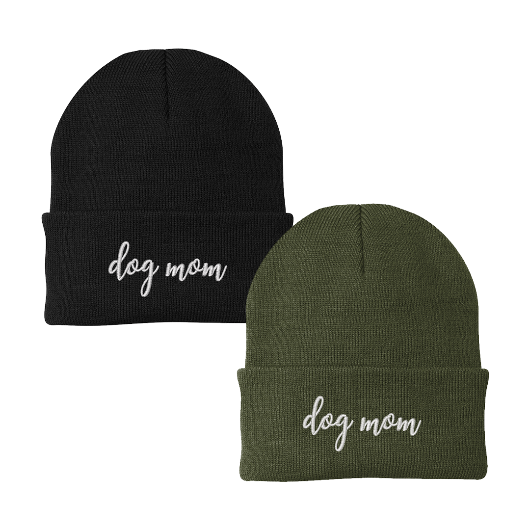 Dog Mom Embroidered Beanie