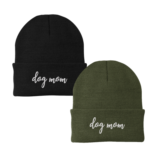Dog Mom Embroidered Beanie