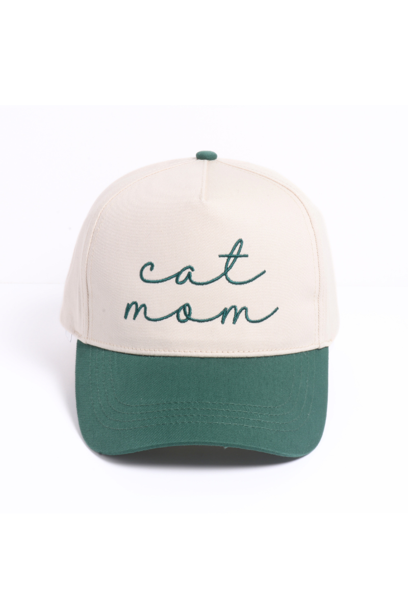 CAT MOM Script embroidery Two Tone 5 Panel Cap