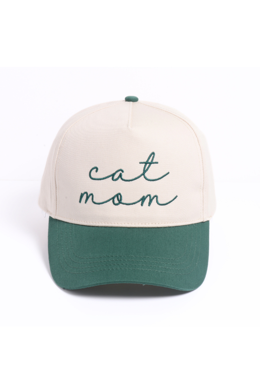 CAT MOM Script embroidery Two Tone 5 Panel Cap