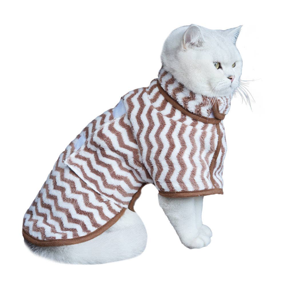 Ozzie - Dog Drying Bathrobe Stripe Print