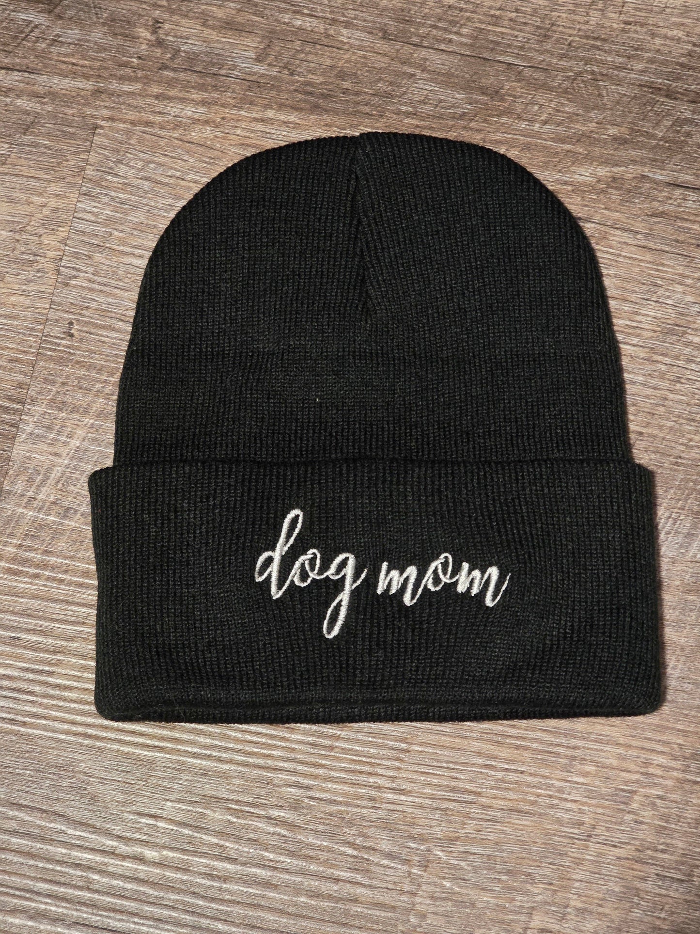 Dog Mom Embroidered Beanie
