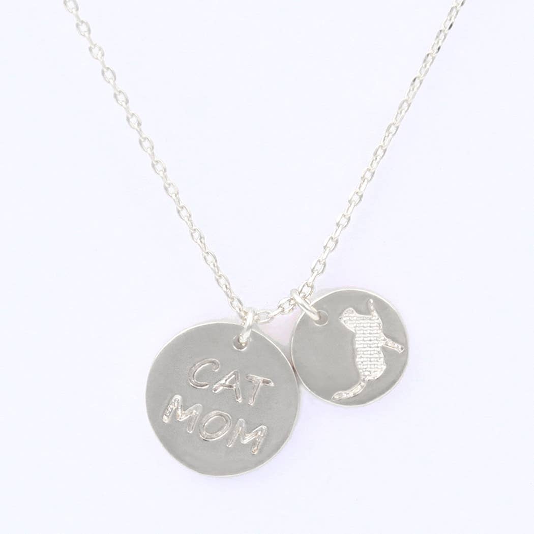 Cat Mom Coin Charm Pendant Necklace