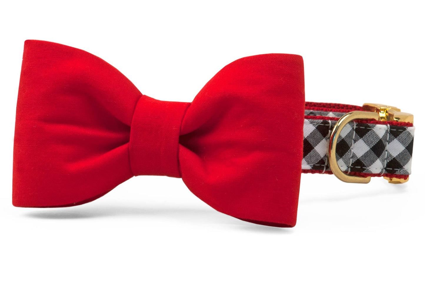 Georgia Red on Black Check Bow Tie Dog Collar