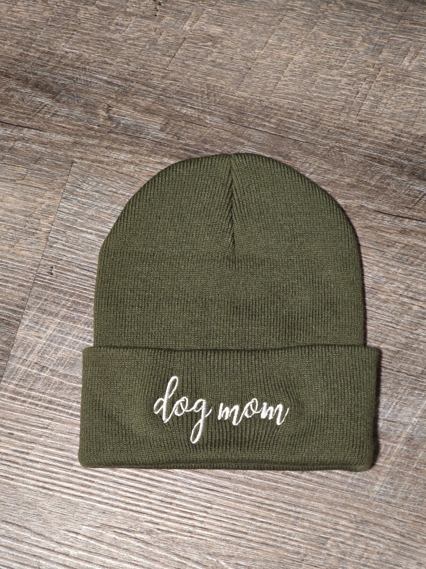 Dog Mom Embroidered Beanie