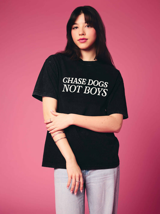 Chase Dogs Not Boys Tee - Oversized T-Shirt Green and Black