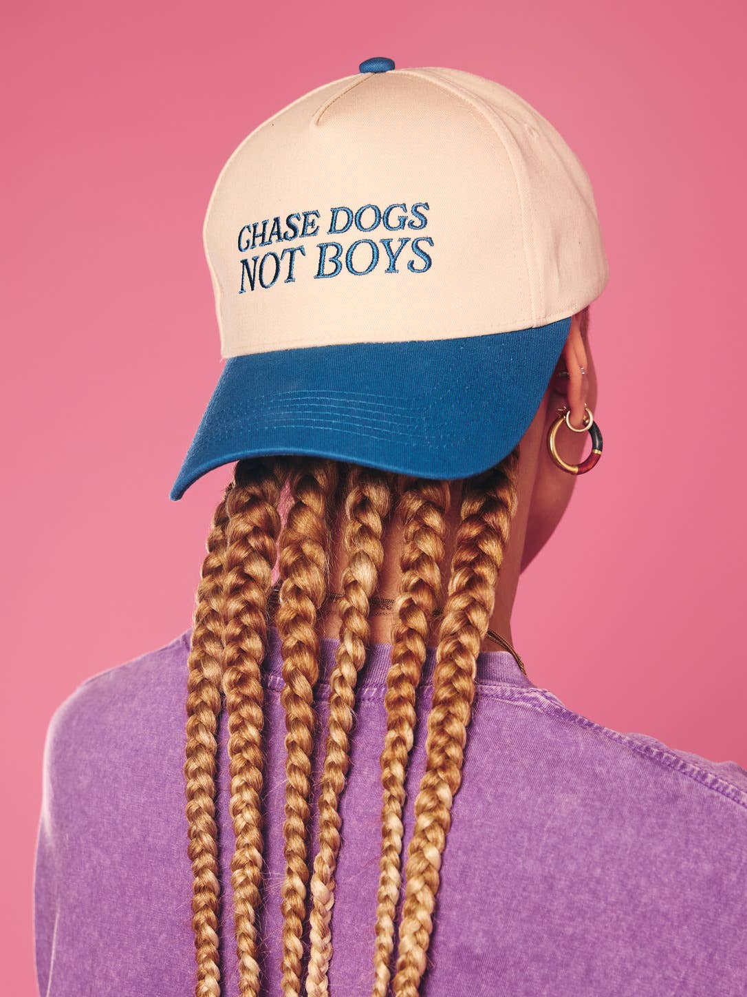 Chase Dogs Not Boys Trucker Hat - Teal & Tan Cap