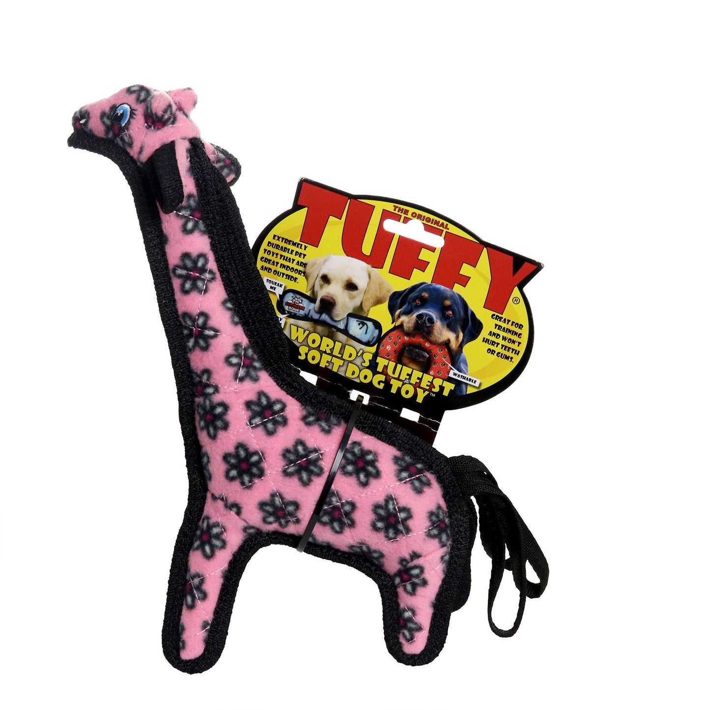 Mighty Jr Safari Pink Giraffe, Plush, Squeaky Dog Toy
