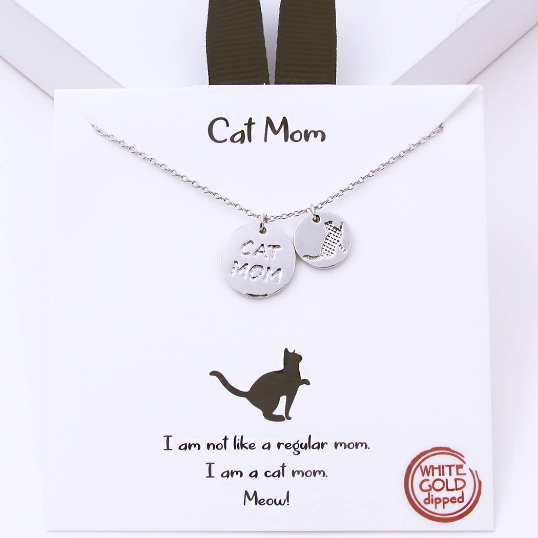 Cat Mom Coin Charm Pendant Necklace