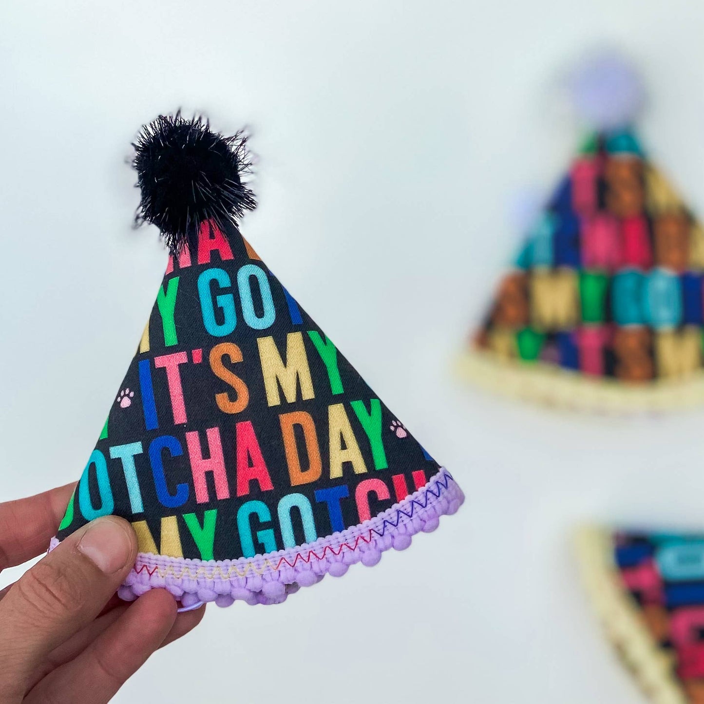 Dark rainbow Gotcha day Pawty hat dog birthday hat