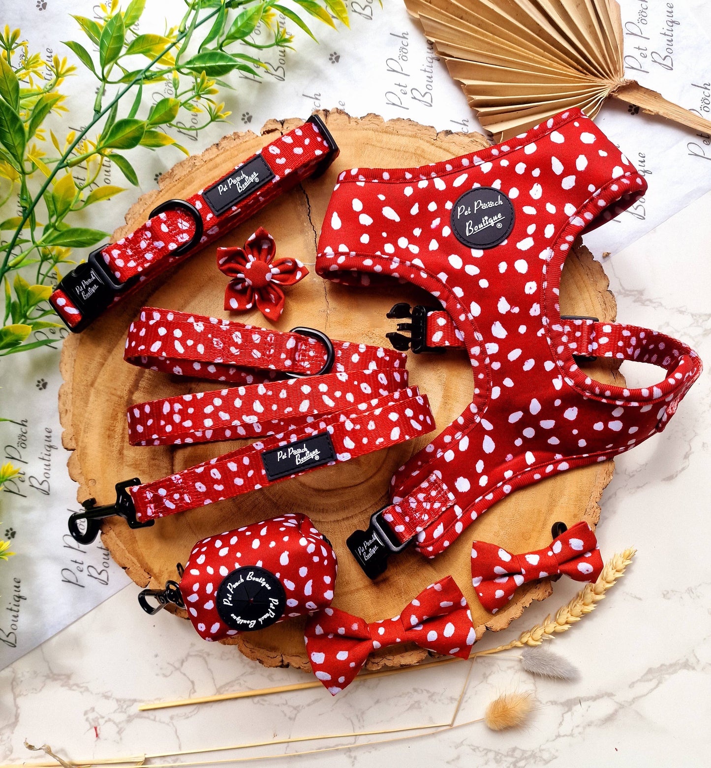 Poppy Toadstool Polkas Dog Harness With Optional Accessories