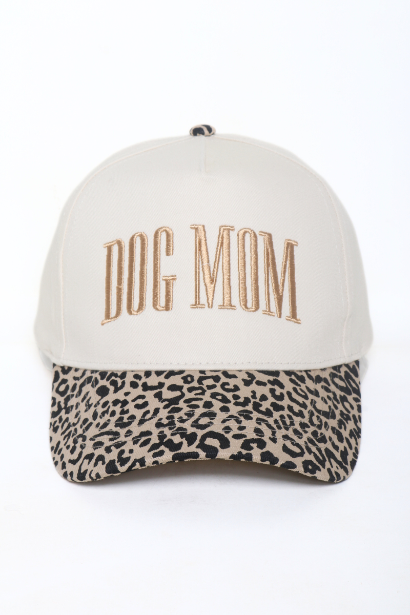 DOG MOM embroidery Camo Print Brim 5 Panel Baseball Cap