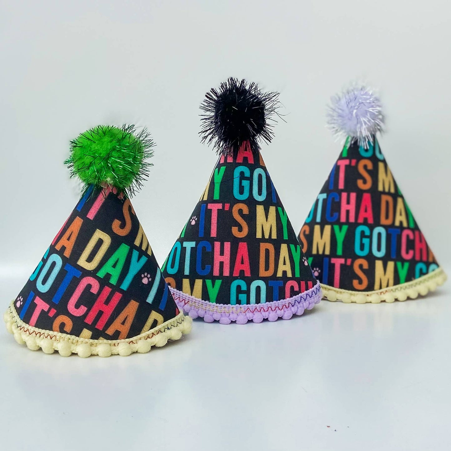 Dark rainbow Gotcha day Pawty hat dog birthday hat