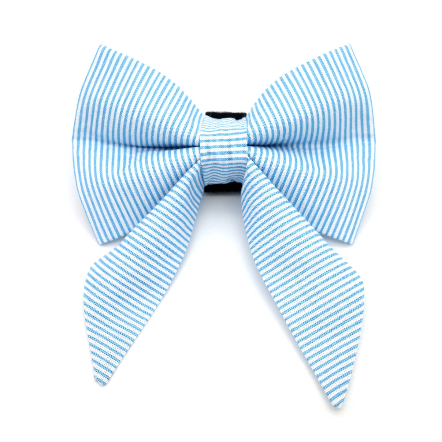 Blue Pinstripe Sailor Dog Bow