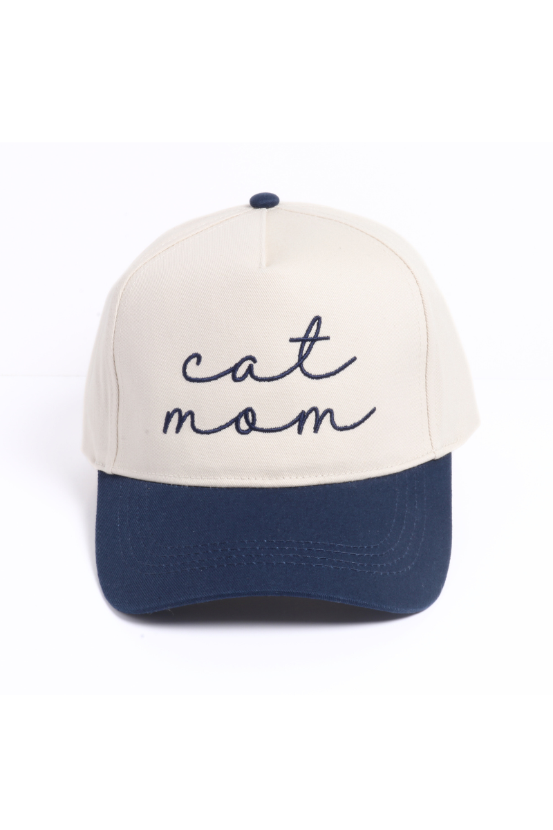 CAT MOM Script embroidery Two Tone 5 Panel Cap